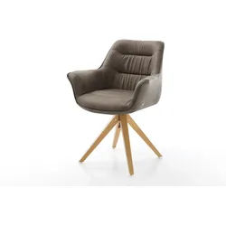 Esszimmerstuhl Kaira-Flex Mikrofaser Taupe Vintage Holzgestell kantig Natur