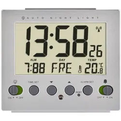 TFA Dostmann Wecker TFA Dostmann 60.2561.55 Funk Wecker Silber Alarmzeiten 1