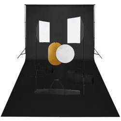 vidaXL Fotostudio-Box 600 x 300 cm Fotostudio Set mit Softbox-Leuchten Hintergrund und Refle schwarz