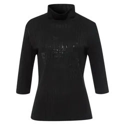 Le T-shirt à col montant BASLER noir