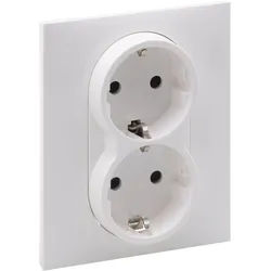Legrand 765125 SEANO Schutzkontakt-Steckdose 2-fach, Steckklemmen, 16 A, 250 V, mit erhöhtem Berührungsschutz, Ultraweiß