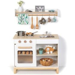 Musterkind Kinderküche , Naturfarben, Weiß , Holz, Holzwerkstoff , 35.8x62x68.5 cm , EN 71, Ce , Spielzeug, Holzspielzeug