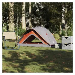 furnicato Faltzelt Campingzelt 213x84x100 cm Grau und Orange wasserdicht mit Überzelt, (1 tlg) grau|orange