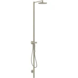 hansgrohe AXOR Starck Duschsäulen Set, Kopfbrause 240 1-jet, mit Thermostat, Aufputzmontage, 12672820, Farbe: Brushed Nickel