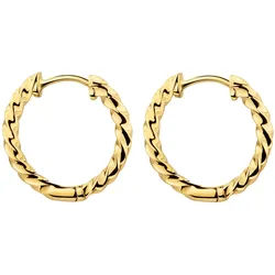 Paar Creolen FIRETTI "Schmuck Geschenk Silber 925 Ohrschmuck Ohrringe gedrehte Optik", gold (gelbgoldfarben), Ohrringe, Damen, 16mm, Silber 925 (Sterlingsilber)