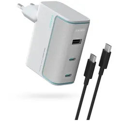 AD1003EU 100W GaN 2x USB-C + USB-A Wall Charger with Cable - White