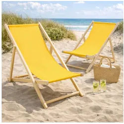 HAGO Gartenstuhl Strandliege Sonnenliege Liegestuhl Gartenstuhl Gartenliege Klappstuhl (2 St) gelb