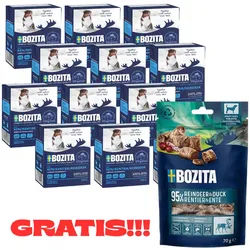 BOZITA Dog: Rentier in Gelee 12x370g + BOZITA Meaty Bites Rentier mit Ente Hundeleckerli 70g GRATIS!