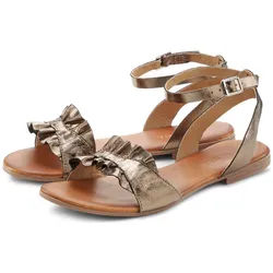 LASCANA Sommerschuh Sandale Sandalette, Sommerschuh, offener Schuh aus Leder goldfarben 42