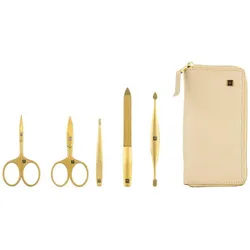 Zwilling Nagelknipser-Set Maniküre Pediküre Set 5tlg. mit Nagelschere, Leder beige