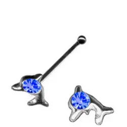 Order & Smile Schmuck Nasenpiercing Nasenpiercing: Nasenstecker Piercing Delfin Delphin 925 Silber blau|silberfarben