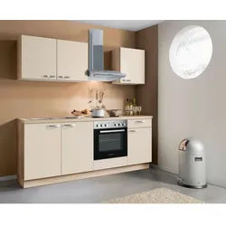 Express Küchenblock , Creme, Eichefarben , Metall , nur wie online abgebildet bestellbar , 200 cm , vormontierter Korpus , Küchen, Küchenzeilen & Küchenblöcke, Küchenzeilen