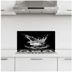 KitchenYeah Küchenrückwand selbstklebend Wasser - Splash - Wasser - Schwarz, (1-tlg), Küchenrückwand, Spritzschutz, Kitchen, 60x30 cm schwarz 60 cm x 30 cm