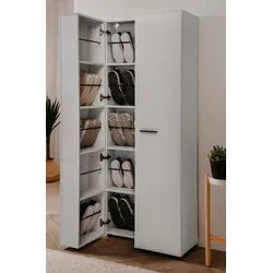 Furn.Design Schuhschrank Logu (Schrank in matt weiß, ausklappbar, 74 x 182 cm) bis 30 Paar Schuhe weiß