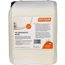 NOVADUR Holzbodenseife weiß, Natürliche Oberflächenveredelung für rohes und gelaugtes Holz, 5 l - Kanister