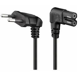 Goobay GOOBAY Euro-Netzkabel mit Doppelnutkupplung, schwarz, 5m, 90° Netzkabel