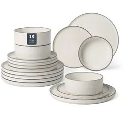 Geschirr-Set OTTO HOME "Ylvii, außen matt, innen glänzend", weiß, 18, Steinzeug, Geschirr-Sets, Geschirr-Set, spülmaschinenfest und mikrowellengeeignet