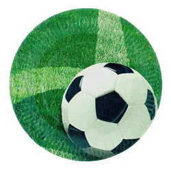 PAPSTAR Pappteller 10 Pappteller Fußball Design Schwarz Weiß Ø 230mm Rund, (10 St), Pappteller Geburtstagsteller Partyteller Kindergeburtstag Mottoparty grün