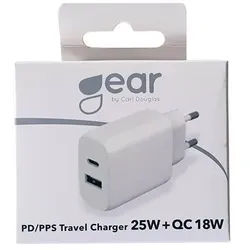 Charger 220V 1xUSB-C + 1xUSB-A PD/PPS 25W + 18W QC White