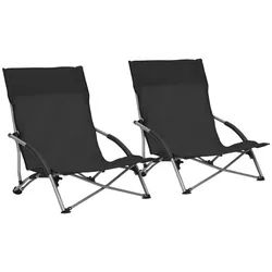 furnicato Klappstuhl Bequeme Klapp-Strandstühle 55,5x65,5x66 cm Schwarz (1 St) schwarz
