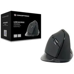 Conceptronic LORCAN03B ERGO - vertical mouse - Bluetooth 5.2 - black - Vertical mouse (Schwarz)