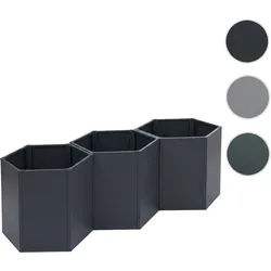 3er-Set Hochbeet HWC-P64, Metallhochbeet Gemüse-/Pflanzbeet Blumenkasten Pflanzkübel Stahl 77x264x10