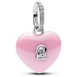Pandora Charm-Einhänger Charm-Anhänger Rosafarbenes Keramik Herzschloss 794424C01