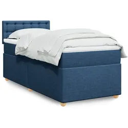 vidaXL Boxspringbett, Boxspringbett mit Matratze Blau 90x200 cm Stoff