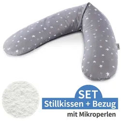 Theraline Stillkissen Das Original - Sternenhimmel, 2-tlg., Lagerungskissen / Seitenschläferkissen inkl. Bezug (Baumwolle) 190 cm grau