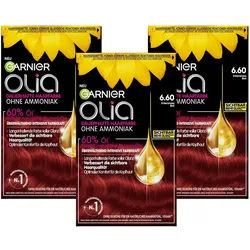 Garnier Olia Dauerhafte Haarfarbe ohne Ammoniak, Mit pflegenden und natürlichen Ölen Intensives Rot 3 St rot