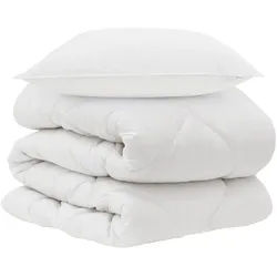vidaXL Bett Bettdecke mit Kissen 2 pcs Weiß Mikrofaser (2-tlg) weiß