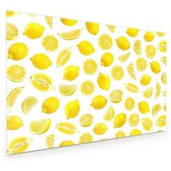 Primedeco Küchenrückwand Küchenrückwand Spritzschutz Glas mit Motiv Zitronen zerstreut 60 cm x 40 cm