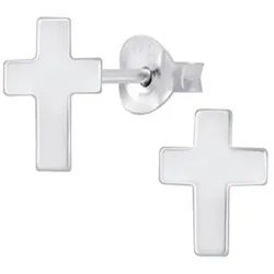 Order & Smile Schmuck Paar Ohrstecker Kreuz Ohrstecker: 925 Silber Ohrringe silberfarben