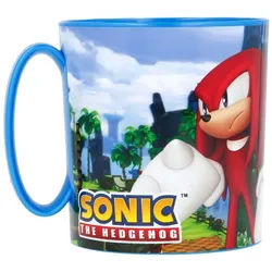 Sonic The Hedgehog Becher - Mikrowellengeeigneter Kunststoffbecher 390 ml – für Kinder, 1-tlg., robustes Material, perfekt für Kinderhände blau