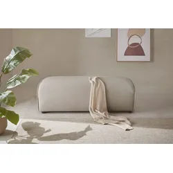 LeGer Home by Lena Gercke Hocker PIARA, Polsterhocker mit Kedernaht, Cord, Leinenoptik o. Strukturstoff, zur Serie PIARA, rechteckig, schwarze Füße, bequemer Sitzkomfort grau