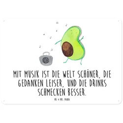 Mr. & Mrs. Panda Metallschild Avocado Tanzen DIN A5 - Weiß - Geschenk, Veggie, Wandschild, Musik, M, (1 St), Stilvolles Design weiß DIN A5 | 14.8 cm x 14.6 cm x 21 cm