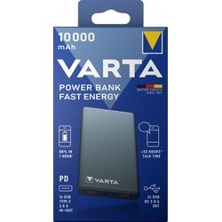 Varta Akku Powerbank, 5V/10.000mAh, Fast Energy, grau 2xUSB-A/Micro-B/-C, Quick Charge 3.0