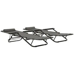 vidaXL Gartenliege, Klappbare Sonnenliegen 2 Stk. mit Fußablage Grau