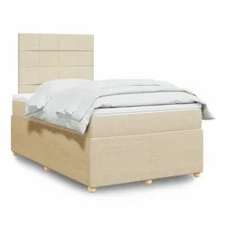 vidaXL Boxspringbett, Boxspringbett mit Matratze Creme 120x190 cm Stoff
