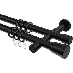 GARDINENSTANGE Prestige Sitra 480 cm (geteilt in 3 x 160 cm), 2-läufig, 20 mm Ø Schwarz
