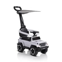 Moni Kinder Rutschauto Police Musikfunktion Schiebestange Dach Sicherheitsbügel weiß