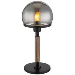 GLOBO LIGHTING Tischleuchte, Leuchtmittel nicht inklusive, Tischlampe Tischleuchte Nachttischlampe Rauchglas Pilz Design H 40 cm schwarz