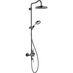 hansgrohe AXOR Montreux Showerpipe mit Thermostat, Kopfbrause 240 1-jet Classic, 16572330, Farbe: Polished Black Chrome