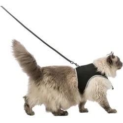 TRIXIE Softgeschirr, Katze, mit Leine XXL, 36–54 cm, 1,20 m, schwarz