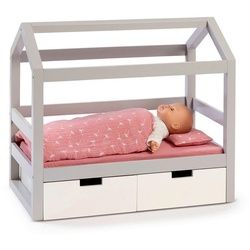 Musterkind Puppenbett , Grau, Weiß , Holz, Textil, Holzwerkstoff , 31x50x55 cm , CE, EN 71 , Spielzeug, Puppen & Puppenzubehör, Puppenhäuser