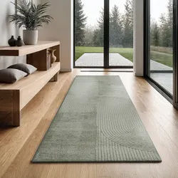 Teppich THE CARPET "Everest", grün, B:80cm H:14mm L:300cm, Polypropylen, Teppiche, Teppich, moderner Wohnzimmer Teppich hohe Flordichte