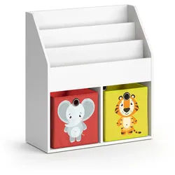 Vicco Kinderregal Luigi Weiß 72 x 79 cm mit 2 Faltboxen opt.2 , Holzwerkstoff , 5 Fächer , Rechteckig , 72x79x30.7 cm , Babymöbel & Kindermöbel, Babyzimmer, Babyregale & Kinderregale