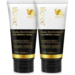 P-beauty Nachtmaske Gesicht Snail Mucin Kollagen Night Wrapping Mask Gesichtsmaske 2x75 ml Frauen