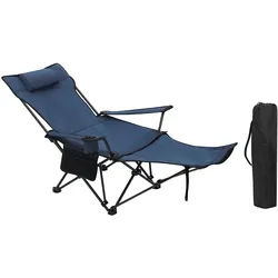 Woltu Campingstuhl (1 St), klappbar für Outdoor mit Armlehnen Getränkehalter blau