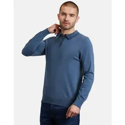 Threadbare Langarmshirt Barrow (1-tlg) mit Polo-Kragen blau M